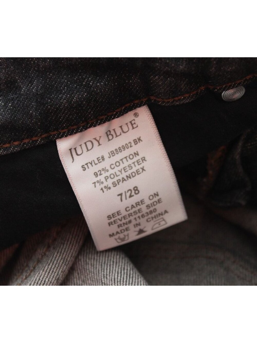Judy Blue Jeans Size 7 28 Slim Fit Black Stretch Denim Tummy Control Preppy - Picture 12 of 12